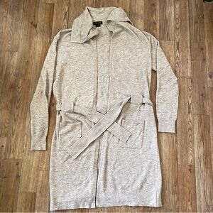 AS by DF Soledad Long Belted Oatmeal Beige Cardigan Cozy Minimalist Small